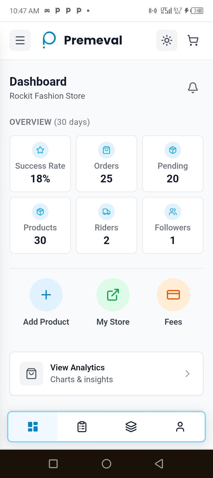 Seller dashboard preview
